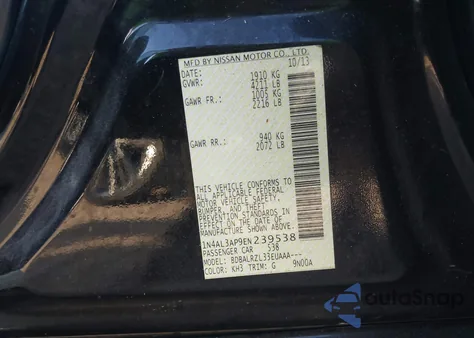 2014 Nissan Altima 2.5 S z USA, uszkodzony, nr VIN 1N4AL3AP9EN239538